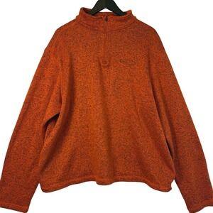 Realtree Mens XL Quarter Zip Pullover Sweater Orange Black Marled Knit Outdoor